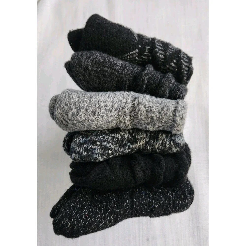 BearPaw 6 Pairs Socks Women’s Shoe Size 4-10 Soft! Black Gray Boot Socks NWT B4